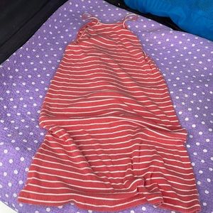 Light Burnt orange striped cotton dress.